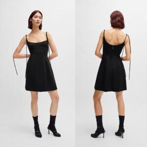Hugo Kamuran Women's Kamuran Tie Spaghetti-Strap Flared Short Dress Size 0 NWT